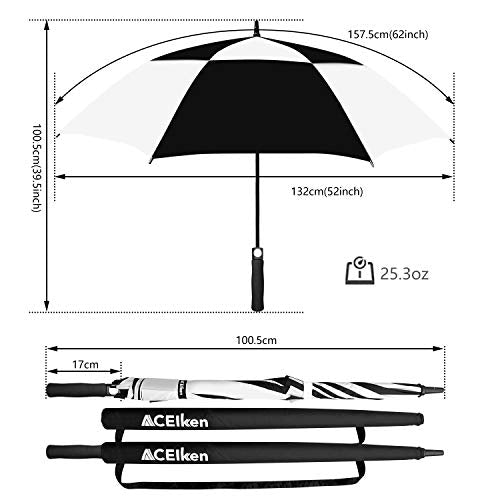 ACEIken Golf Umbrella Large 62 Inch Automatic Open Golf Umbrella Extra Large Oversize Double Canopy Vented Umbrella Windproof Waterproof for Men and Women