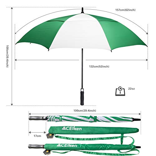 ACEIken Golf Umbrella Large 62 Inch Automatic Open Golf Umbrella Extra Large Oversize Double Canopy Vented Umbrella Windproof Waterproof for Men and Women