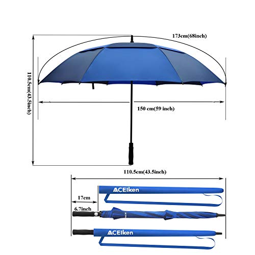ACEIken Golf Umbrella Large 62 Inch Automatic Open Golf Umbrella Extra Large Oversize Double Canopy Vented Umbrella Windproof Waterproof for Men and Women