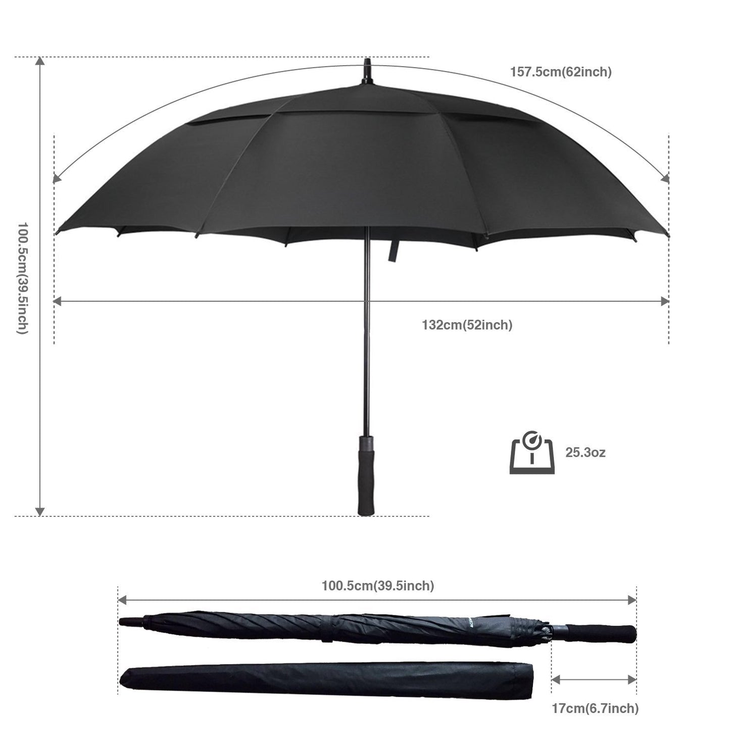 ACEIken Golfschirm, groß, 62 Zoll, automatisch öffnend, Golfschirm, extragroß, übergroß, doppeltes Dach, belüfteter Regenschirm, winddicht, wasserdicht, für Damen und Herren
