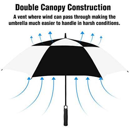 ACEIken Golf Umbrella Large 62 Inch Automatic Open Golf Umbrella Extra Large Oversize Double Canopy Vented Umbrella Windproof Waterproof for Men and Women
