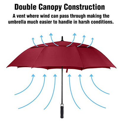 ACEIken Golf Umbrella Large 62 Inch Automatic Open Golf Umbrella Extra Large Oversize Double Canopy Vented Umbrella Windproof Waterproof for Men and Women