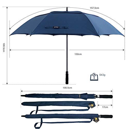 ACEIken Golfschirm, groß, 62 Zoll, automatisch öffnend, Golfschirm, extragroß, übergroß, doppeltes Dach, belüfteter Regenschirm, winddicht, wasserdicht, für Damen und Herren