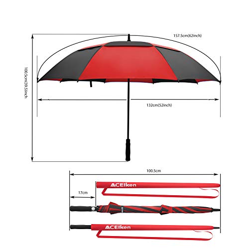 ACEIken Golf Umbrella Large 62 Inch Automatic Open Golf Umbrella Extra Large Oversize Double Canopy Vented Umbrella Windproof Waterproof for Men and Women