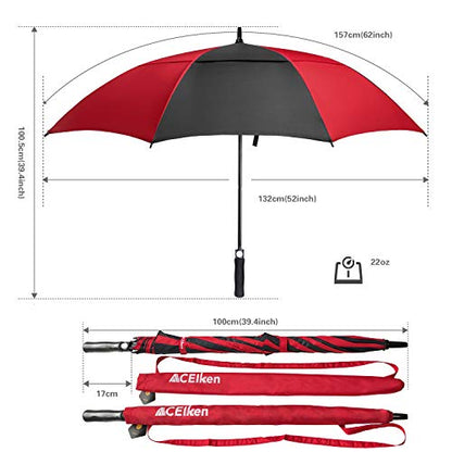 ACEIken Golfschirm, groß, 62 Zoll, automatisch öffnend, Golfschirm, extragroß, übergroß, doppeltes Dach, belüfteter Regenschirm, winddicht, wasserdicht, für Damen und Herren