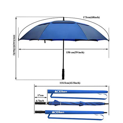 ACEIken Golfschirm, groß, 62 Zoll, automatisch öffnend, Golfschirm, extragroß, übergroß, doppeltes Dach, belüfteter Regenschirm, winddicht, wasserdicht, für Damen und Herren