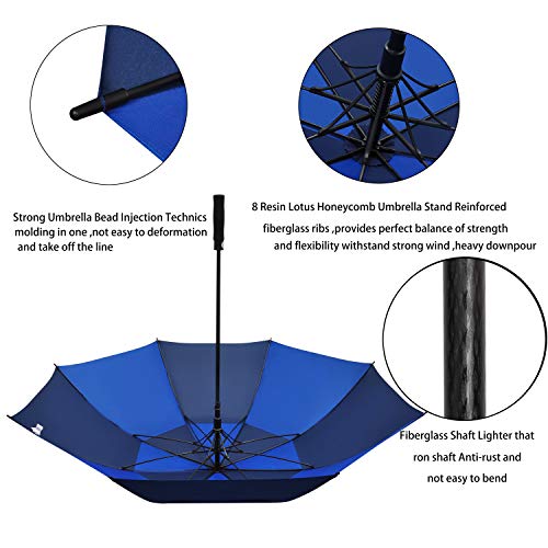 ACEIken Golfschirm, groß, 62 Zoll, automatisch öffnend, Golfschirm, extragroß, übergroß, doppeltes Dach, belüfteter Regenschirm, winddicht, wasserdicht, für Damen und Herren