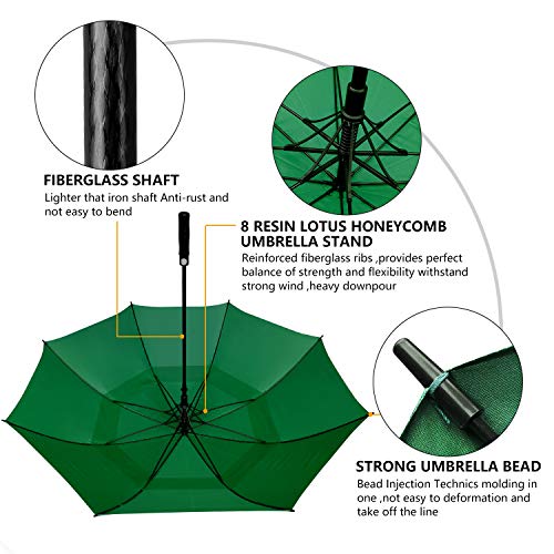 ACEIken Golfschirm, groß, 62 Zoll, automatisch öffnend, Golfschirm, extragroß, übergroß, doppeltes Dach, belüfteter Regenschirm, winddicht, wasserdicht, für Damen und Herren