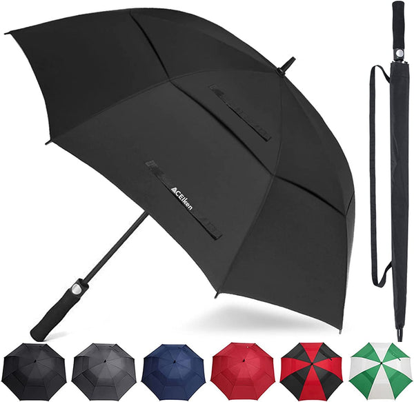 ACEIken Golfschirm, groß, 62 Zoll, automatisch öffnend, Golfschirm, extragroß, übergroß, doppeltes Dach, belüfteter Regenschirm, winddicht, wasserdicht, für Damen und Herren